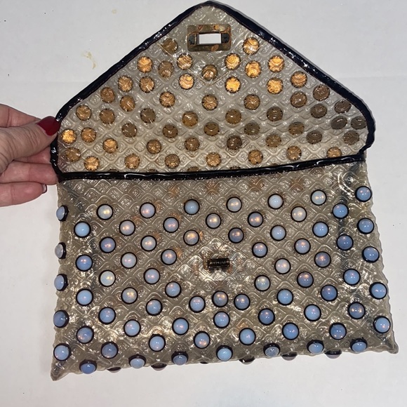 Clear clutch with blue bubbles - Picture 5 of 8